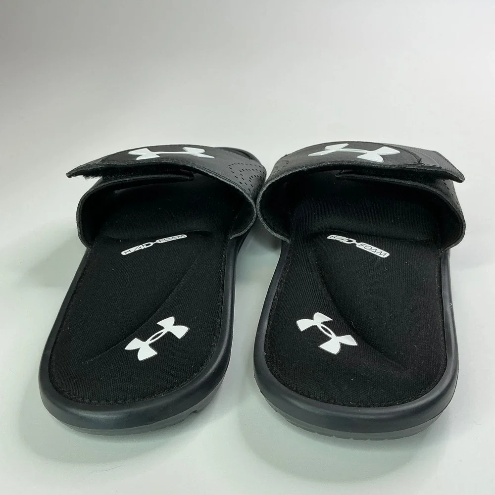 Under Armour Black Ignite VI Slide Sandals Kids Size 6Y 4D Foam 3022728-001